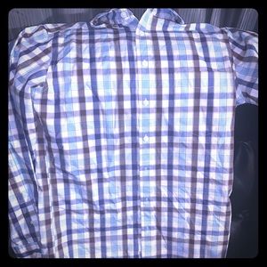 Blue and Brown Striped Button Down Men’s Shirt